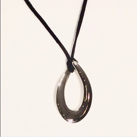 Lia Sophia Silver Necklace on black cord, NWT - Picture 1 of 3